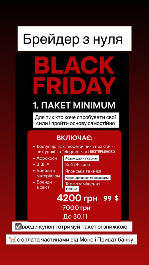 Пакет  "MINIMUM" онлайн курс "Брейдер з нуля" - доступ на завжди в телеграм чаті
